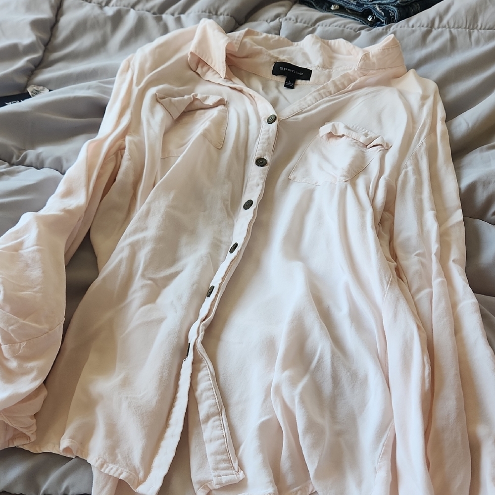 Express Pale Pink Long-Sleeve Button Shirt
